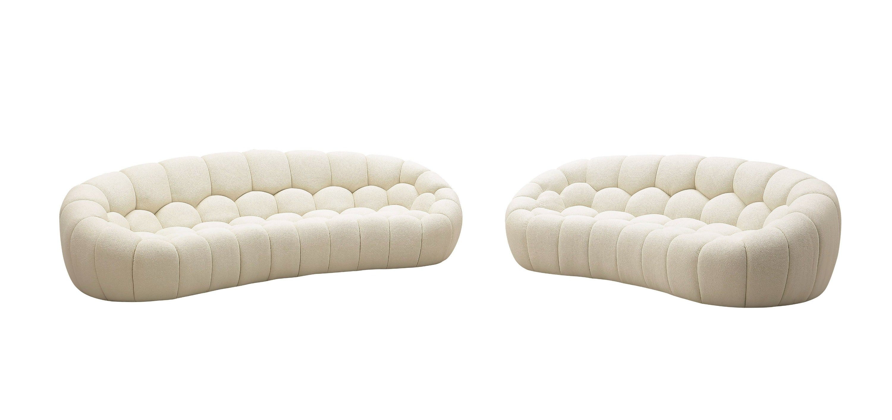 Divani Casa Yolonda - Modern Curved Off-White Fabric Loveseat