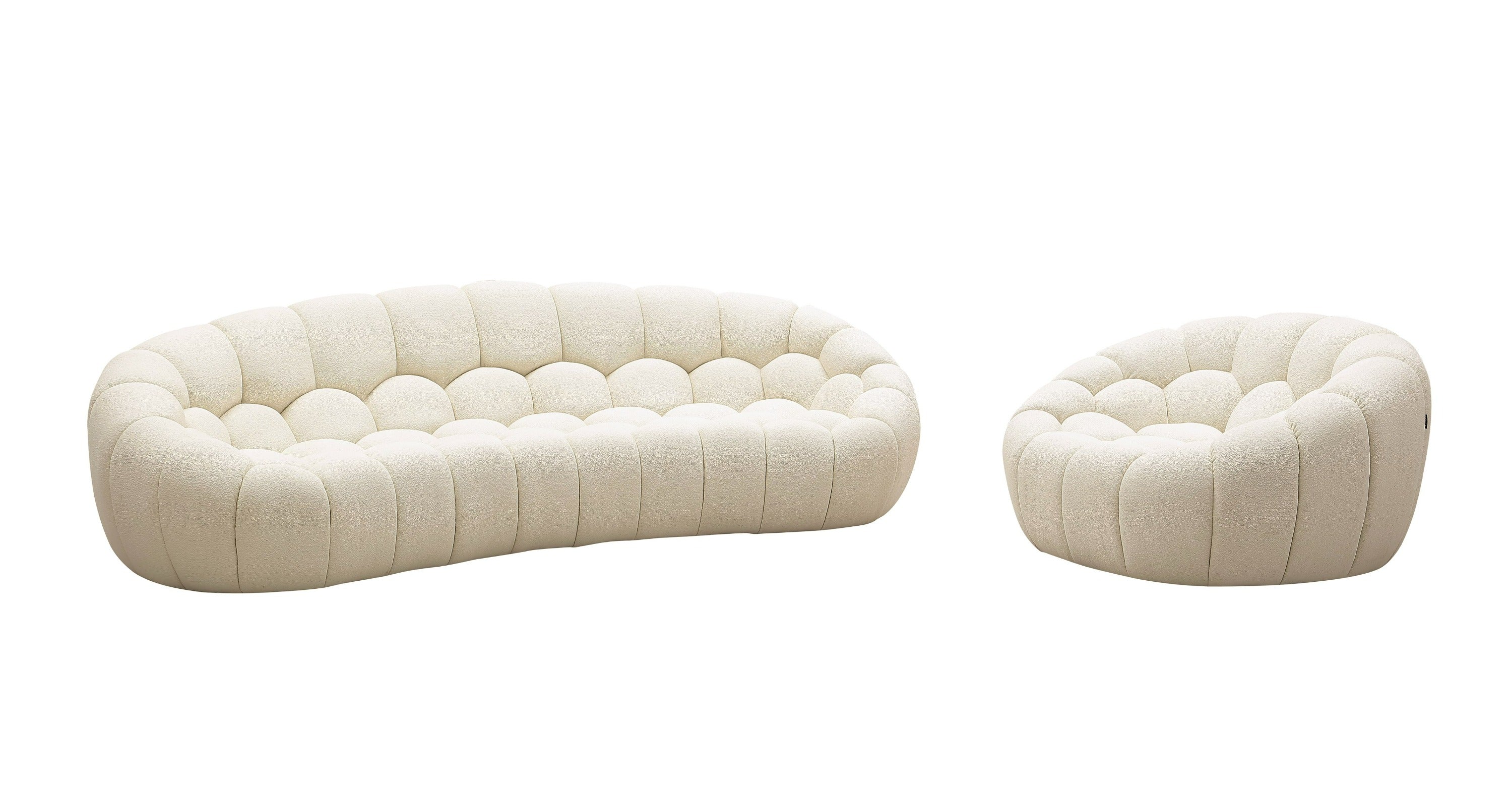Divani Casa Yolonda - Modern Curved Off-White Fabric Chair