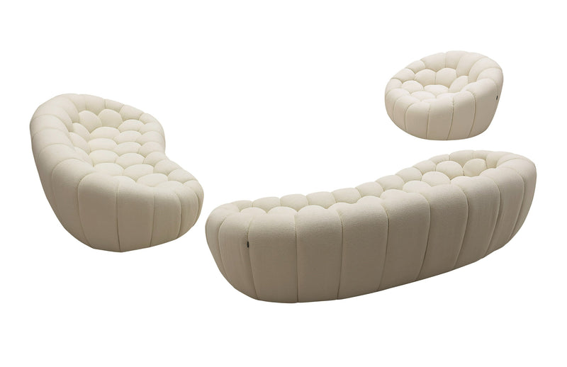Divani Casa Yolonda - Modern Curved Off-White Fabric Sofa Set