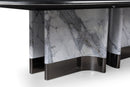 Modrest Renfew - Modern Black Oak + Faux Marble Oval Dining Table