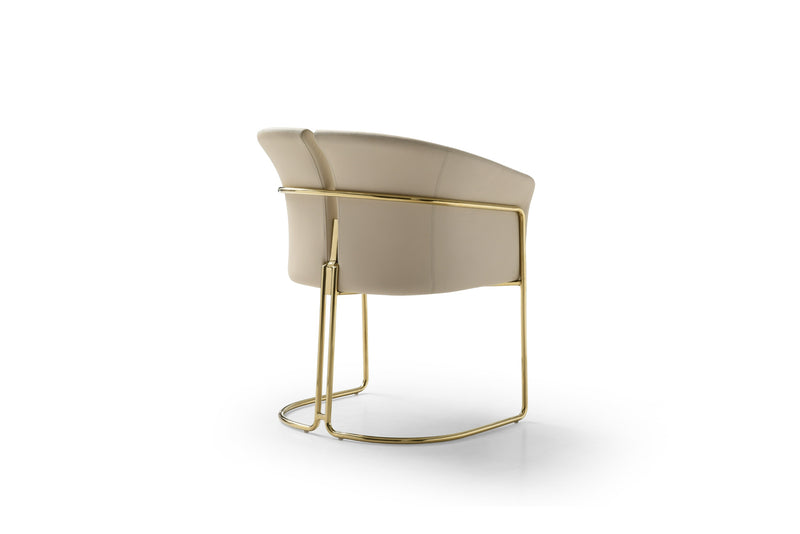 Modrest Renfew - Modern Beige Vegan Leather + Champagne Gold Dining Chair