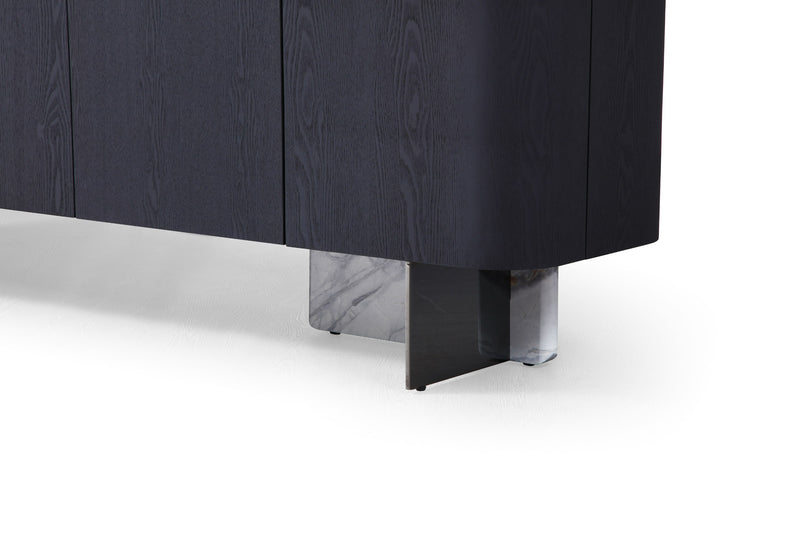 Modrest Broxburn - Modern Black Oak + Faux Marble Buffet