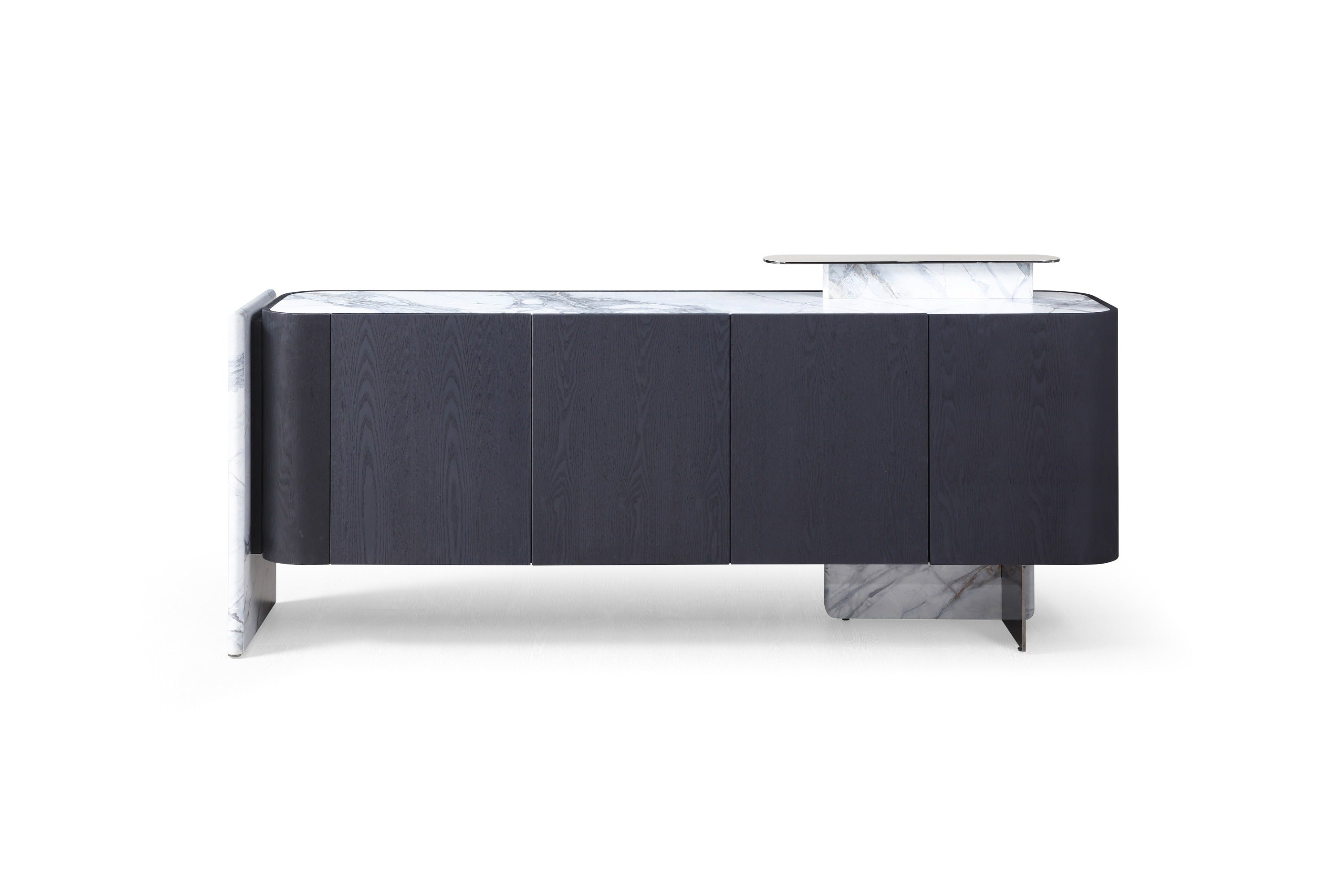 Modrest Broxburn - Modern Black Oak + Faux Marble Buffet