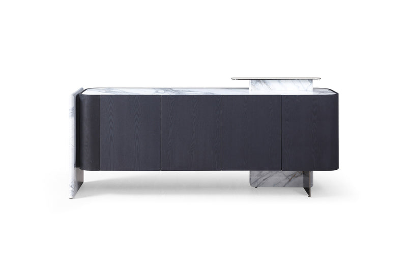 Modrest Broxburn - Modern Black Oak + Faux Marble Buffet