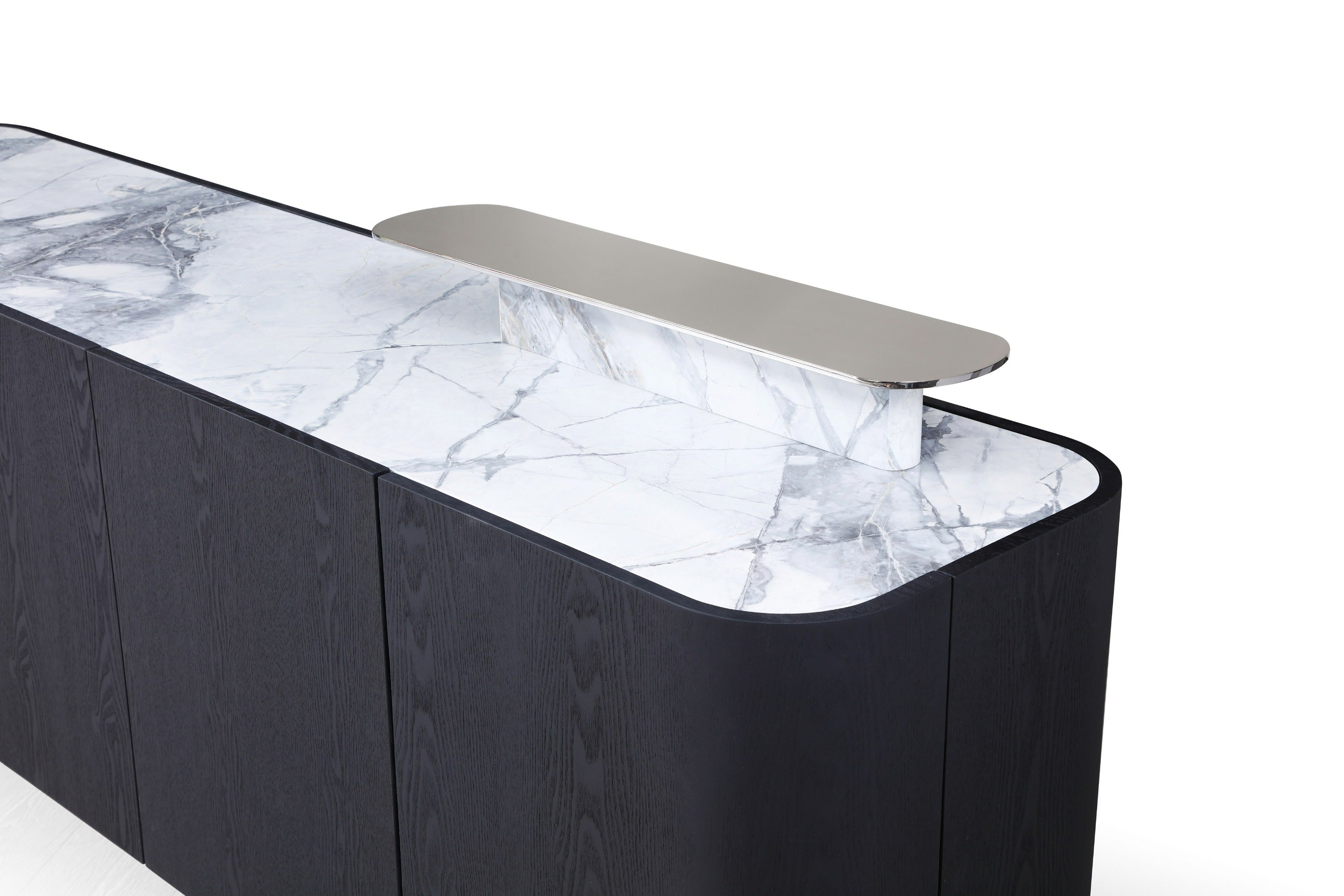 Modrest Broxburn - Modern Black Oak + Faux Marble Buffet