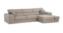 Divani Casa Pella  Mini - Modern Grey Italian Leather Right Facing Chaise Sectional Sofa