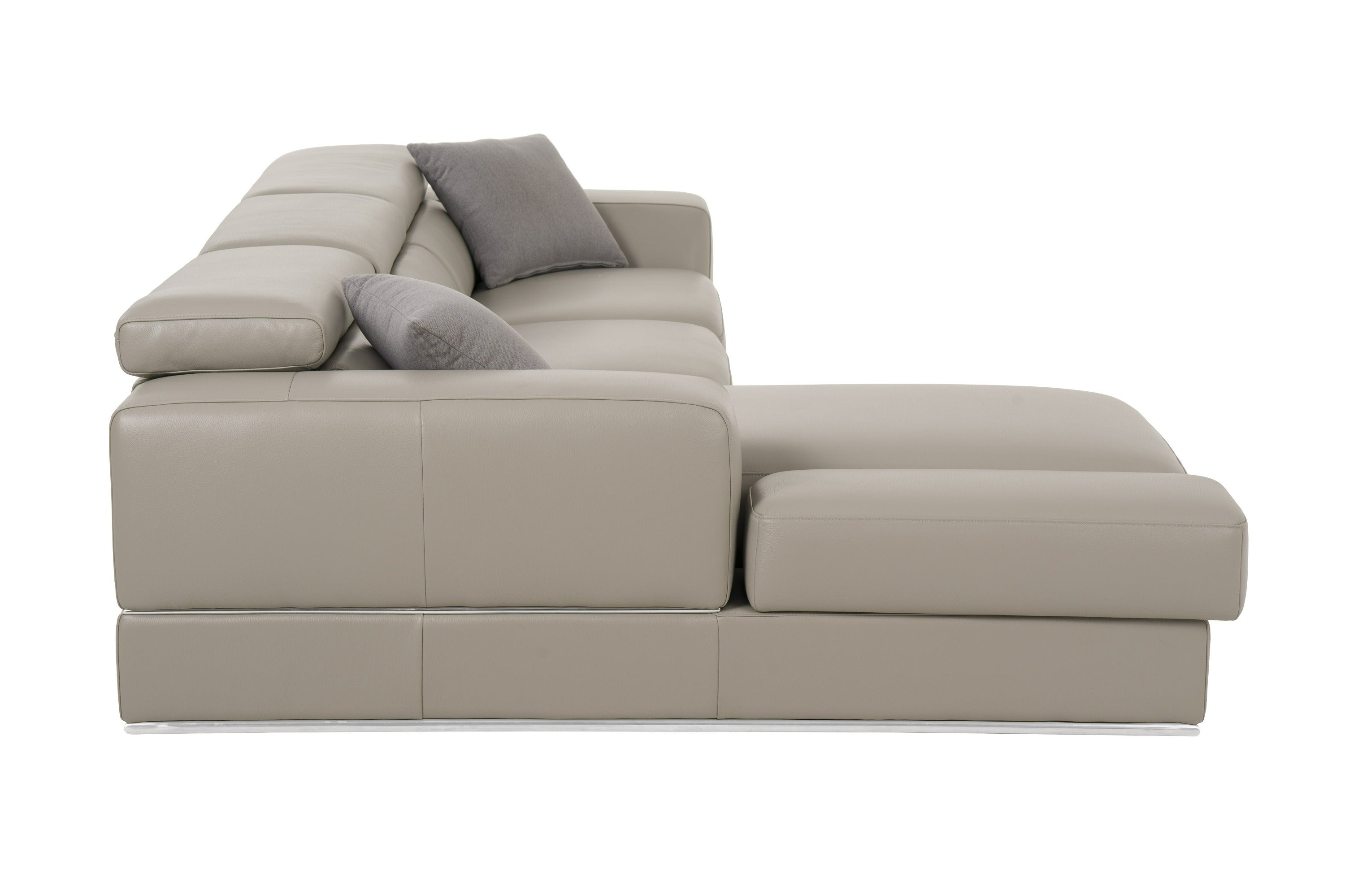 Divani Casa Pella  Mini - Modern Grey Italian Leather Left Facing Sectional Sofa