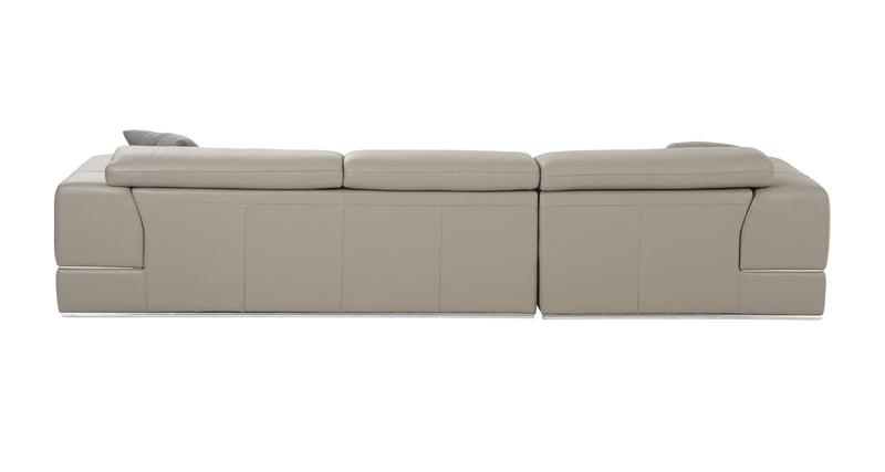 Divani Casa Pella  Mini - Modern Grey Italian Leather Left Facing Sectional Sofa