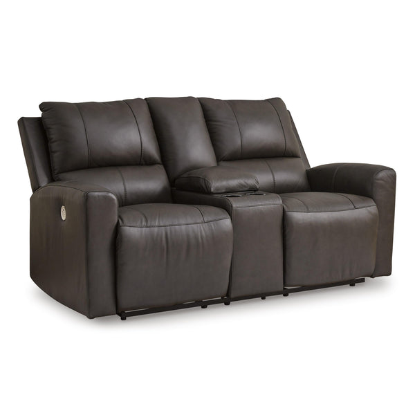 Signature Design by Ashley Boxmere Power Reclining Leather Match Loveseat with Console U1310096 IMAGE 1