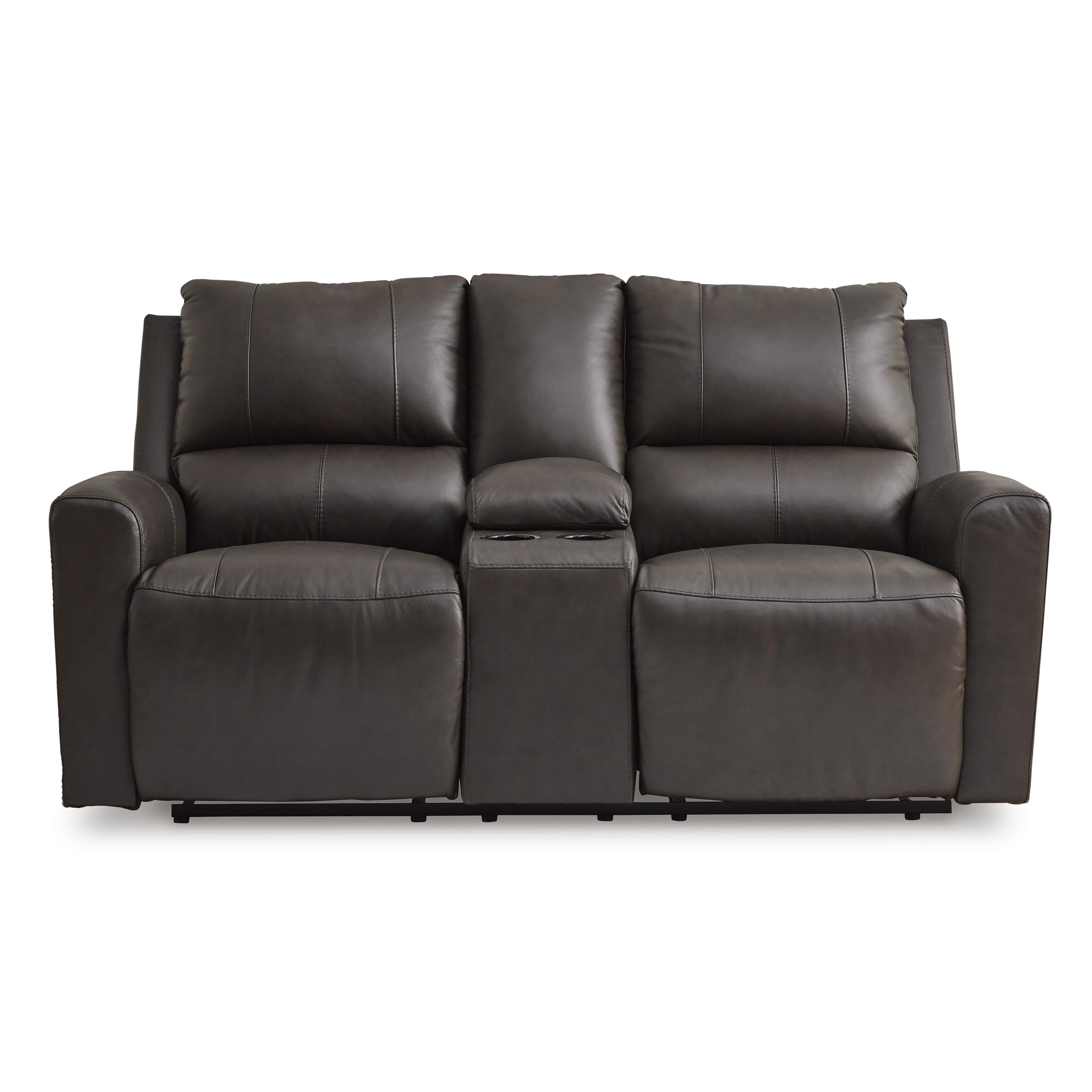 Signature Design by Ashley Boxmere Power Reclining Leather Match Loveseat with Console U1310096 IMAGE 3
