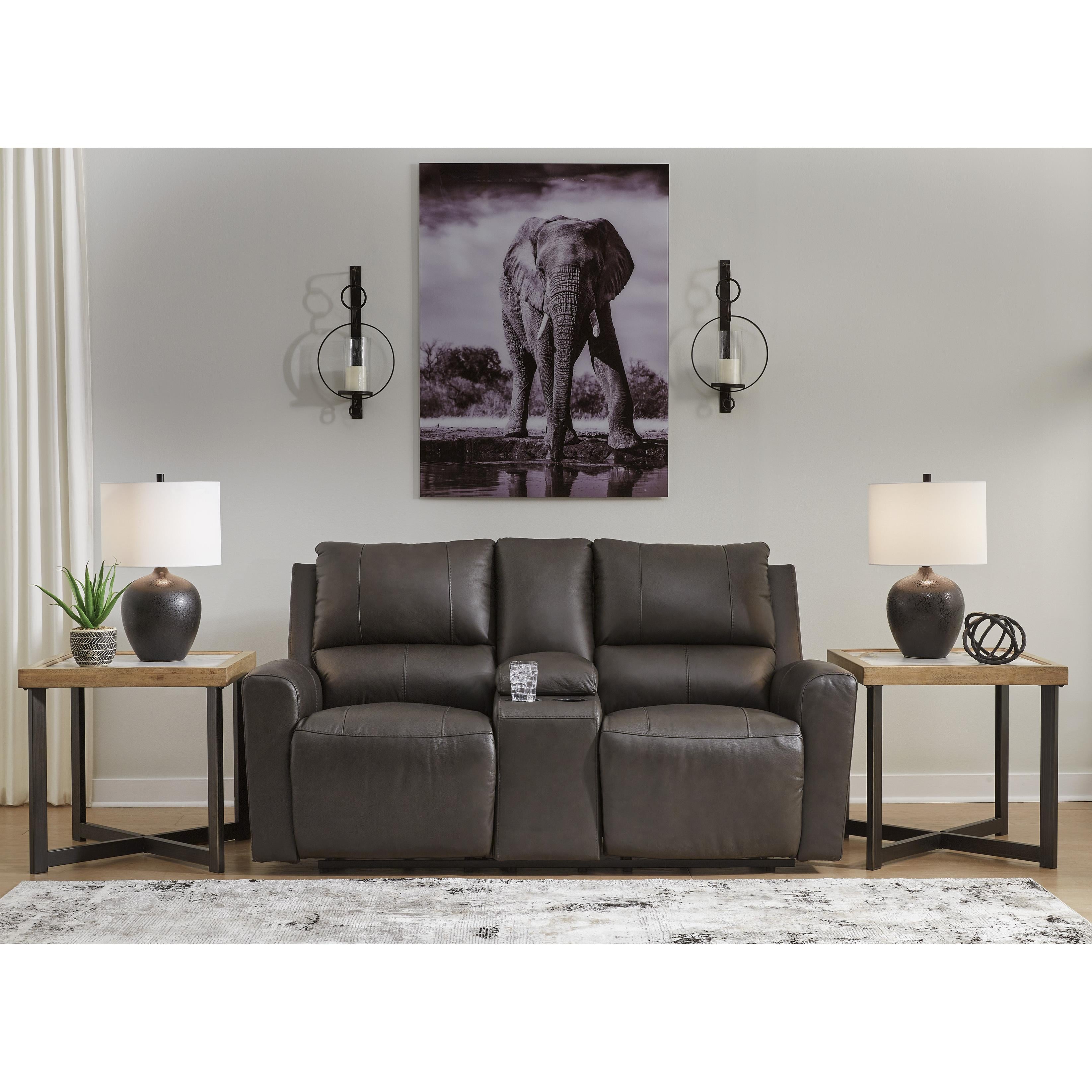Signature Design by Ashley Boxmere Power Reclining Leather Match Loveseat with Console U1310096 IMAGE 6