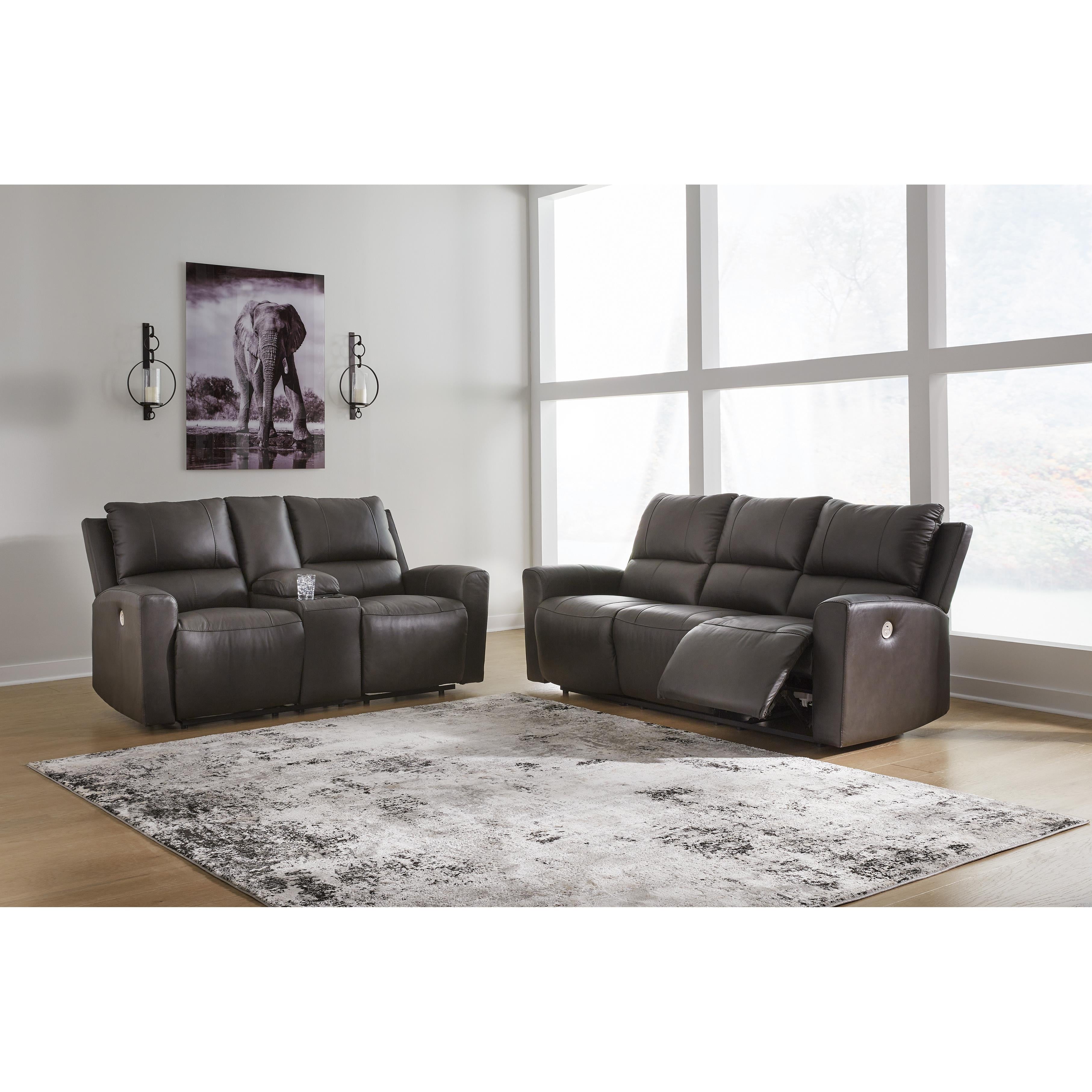 Signature Design by Ashley Boxmere Power Reclining Leather Match Loveseat with Console U1310096 IMAGE 9