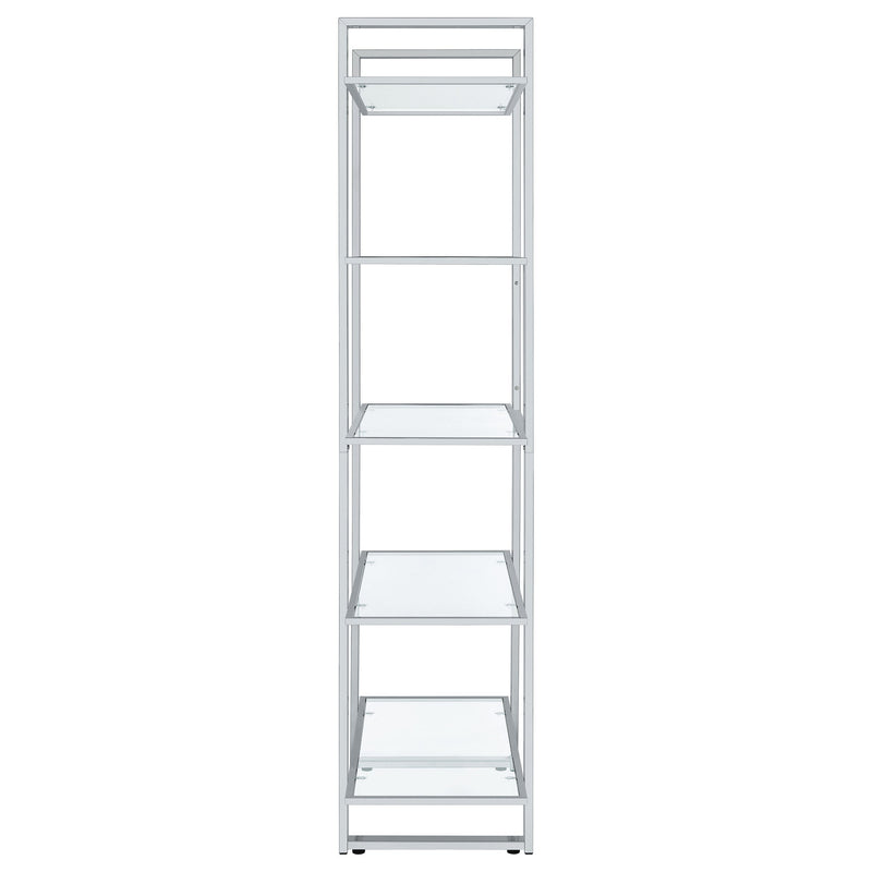 Hartford 79-inch 5-shelf Glass Bookshelf Chrome