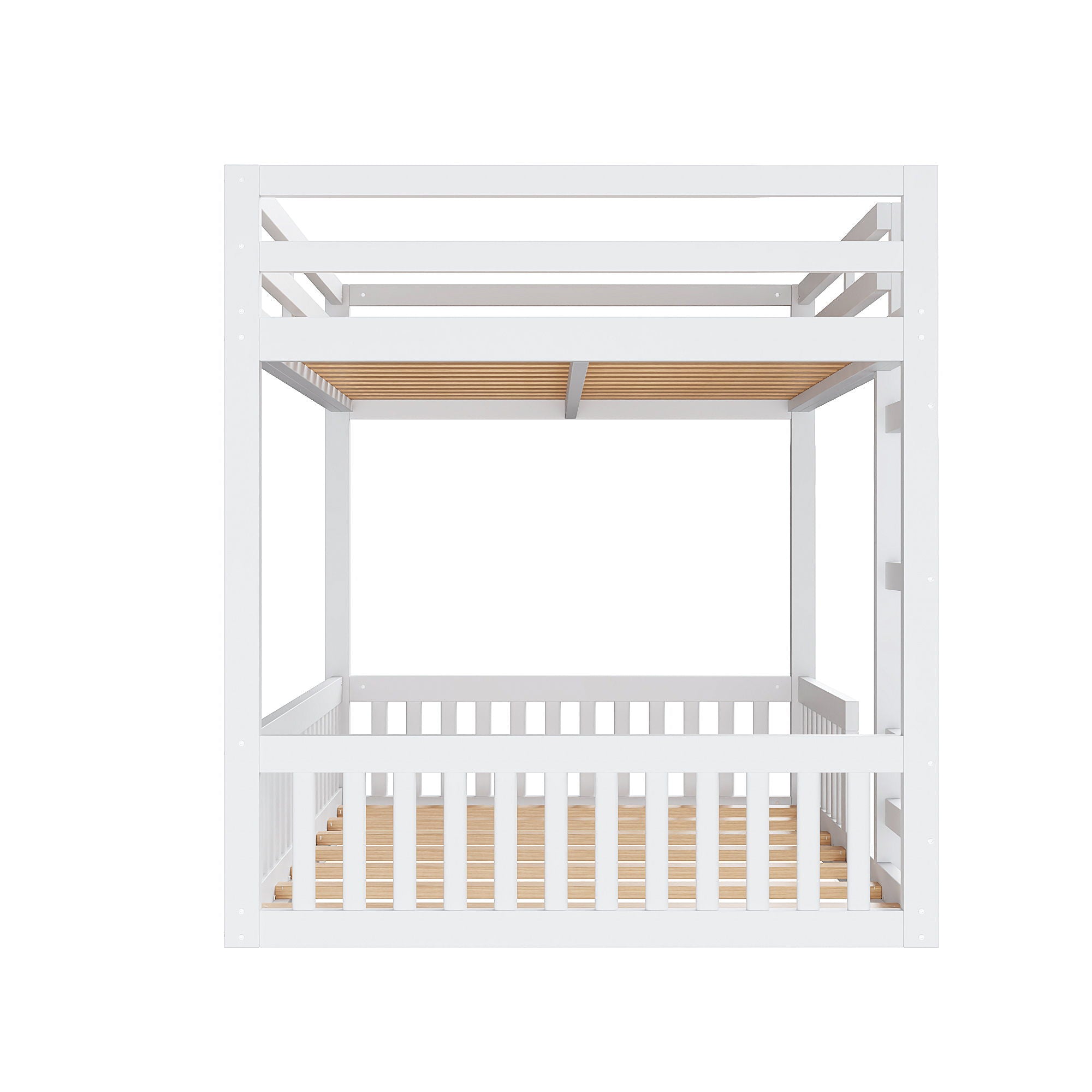 Stylish Bunk Bed With Ladder And Guardrails