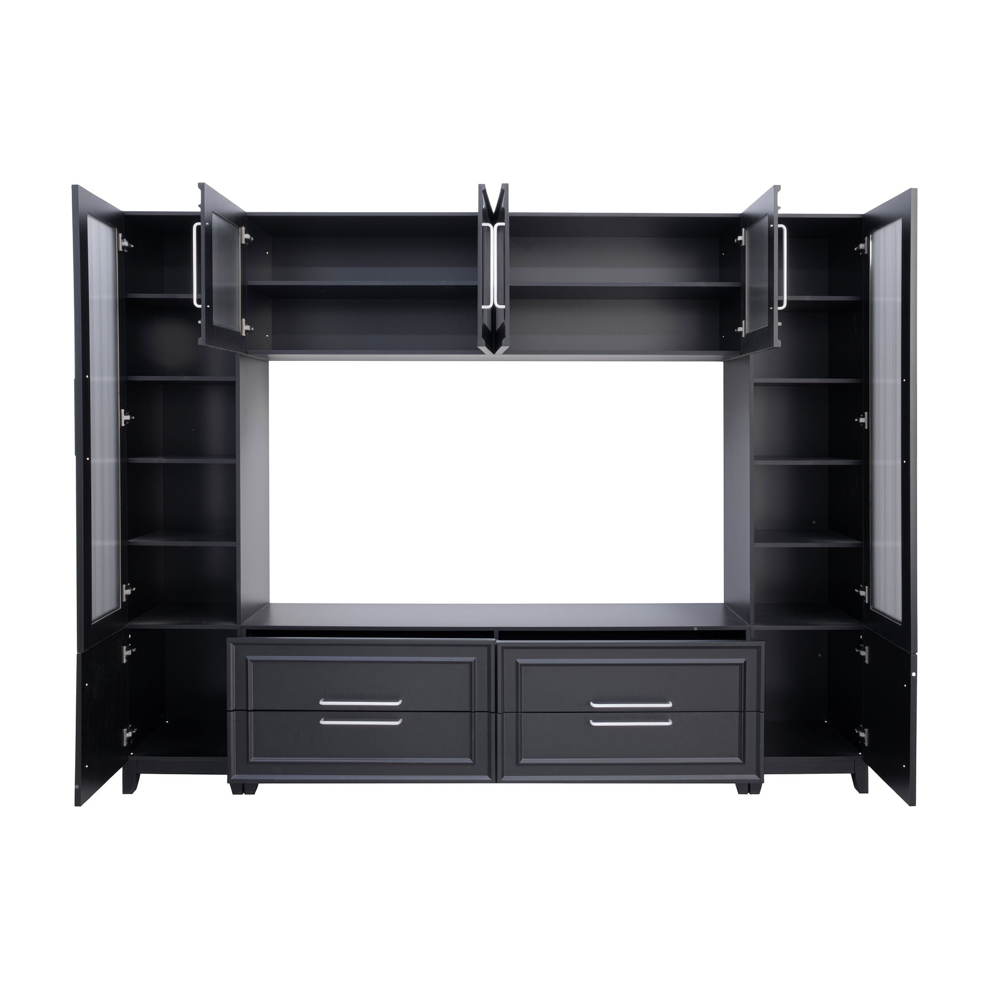 Wall Unit Modern Entertainment Center With Glass Doors