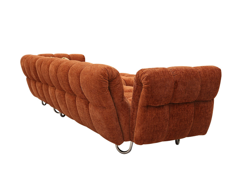 Divani Casa Jacinda - Modern Burnt Orange Fabric Right Facing Sectional Sofa + 2 Yellow Pillows