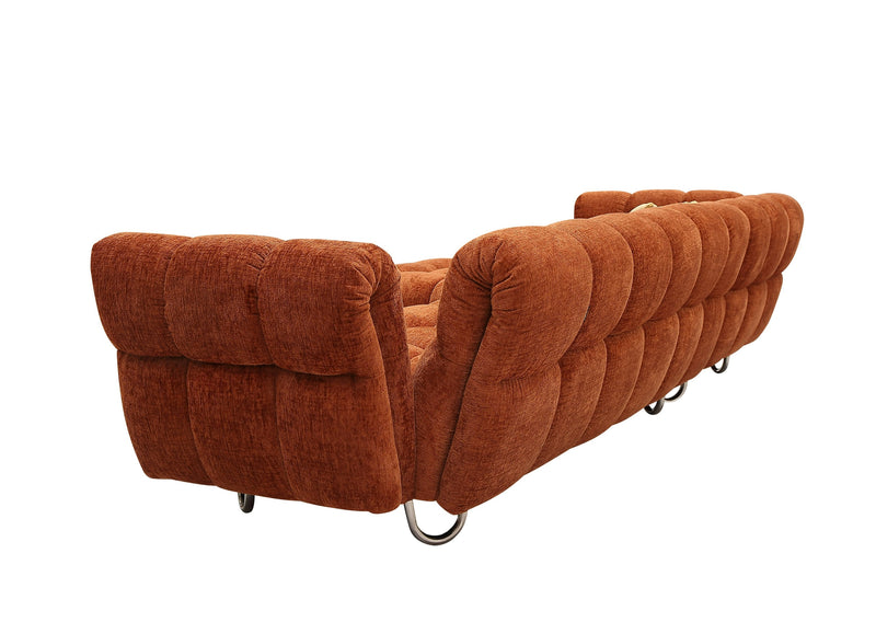Divani Casa Jacinda - Modern Burnt Orange Fabric Left Facing Sectional Sofa + 2 Yellow Pillows