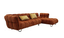 Divani Casa Jacinda - Modern Burnt Orange Fabric Right Facing Sectional Sofa + 2 Yellow Pillows