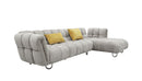 Divani Casa Jacinda - Modern Grey Fabric Right Facing Sectional Sofa with 2 Yellow Pillows
