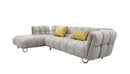 Divani Casa Jacinda - Modern Grey Fabric Left Facing Sectional Sofa with 2 Yellow Pillows