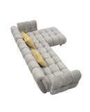 Divani Casa Jacinda - Modern Grey Fabric Right Facing Sectional Sofa with 2 Yellow Pillows