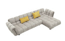Divani Casa Jacinda - Modern Grey Fabric Right Facing Sectional Sofa with 2 Yellow Pillows
