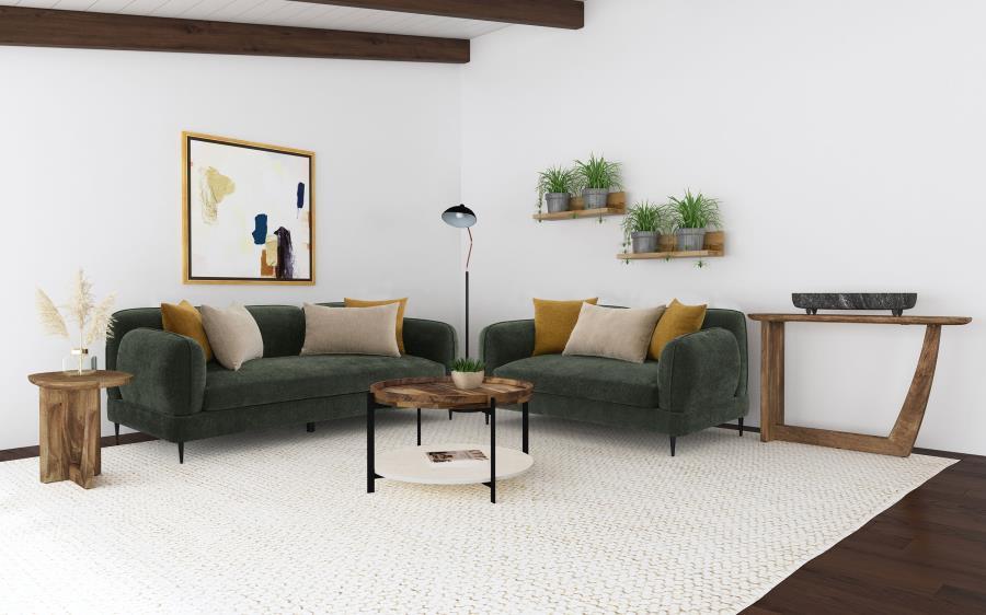 Jade - Chenille Upholstered Modern Track Arm Loveseat