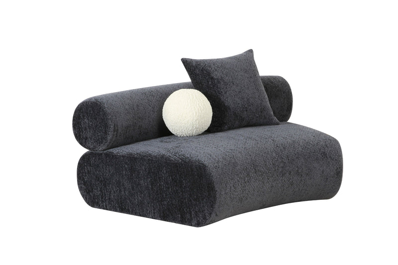 Divani Casa Simpson - Contemporary Dark Grey Fabric Curved Modular Sectional Sofa with Throw Pillows
