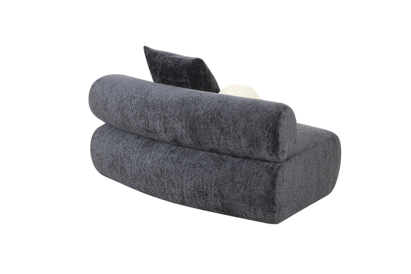 Divani Casa Simpson - Contemporary Dark Grey Fabric Curved Modular Sectional Sofa with Throw Pillows