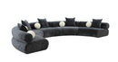 Divani Casa Simpson - Contemporary Dark Grey Fabric Curved Modular Sectional Sofa with Throw Pillows