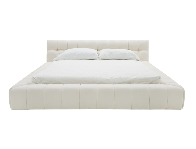 Divani Casa Tyree - Modern Tufted Off-White Fabric Bed