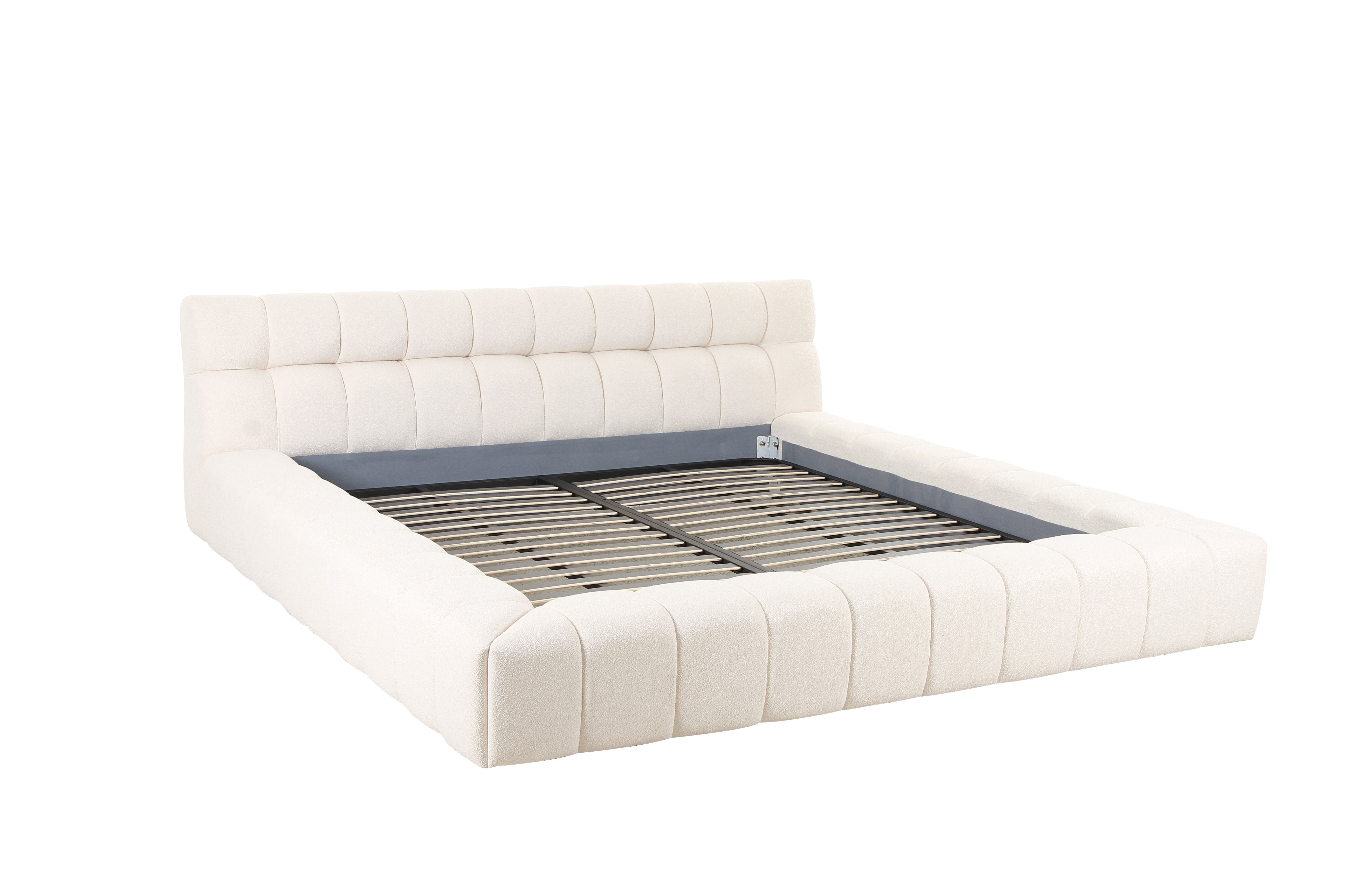 Divani Casa Tyree - Modern Tufted Off-White Fabric Bed-queen