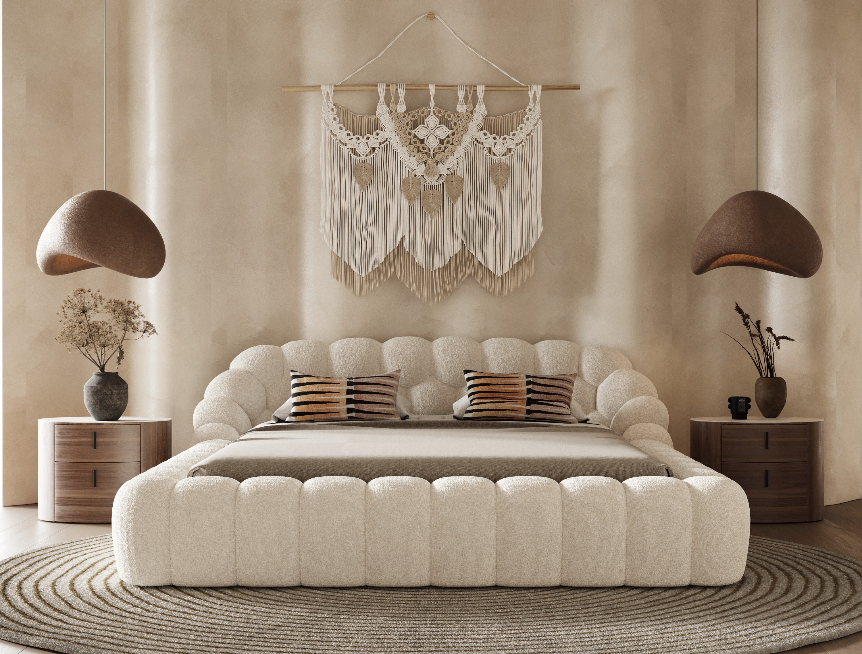 Divani Casa Yolonda - Modern Off-White Fabric Bed