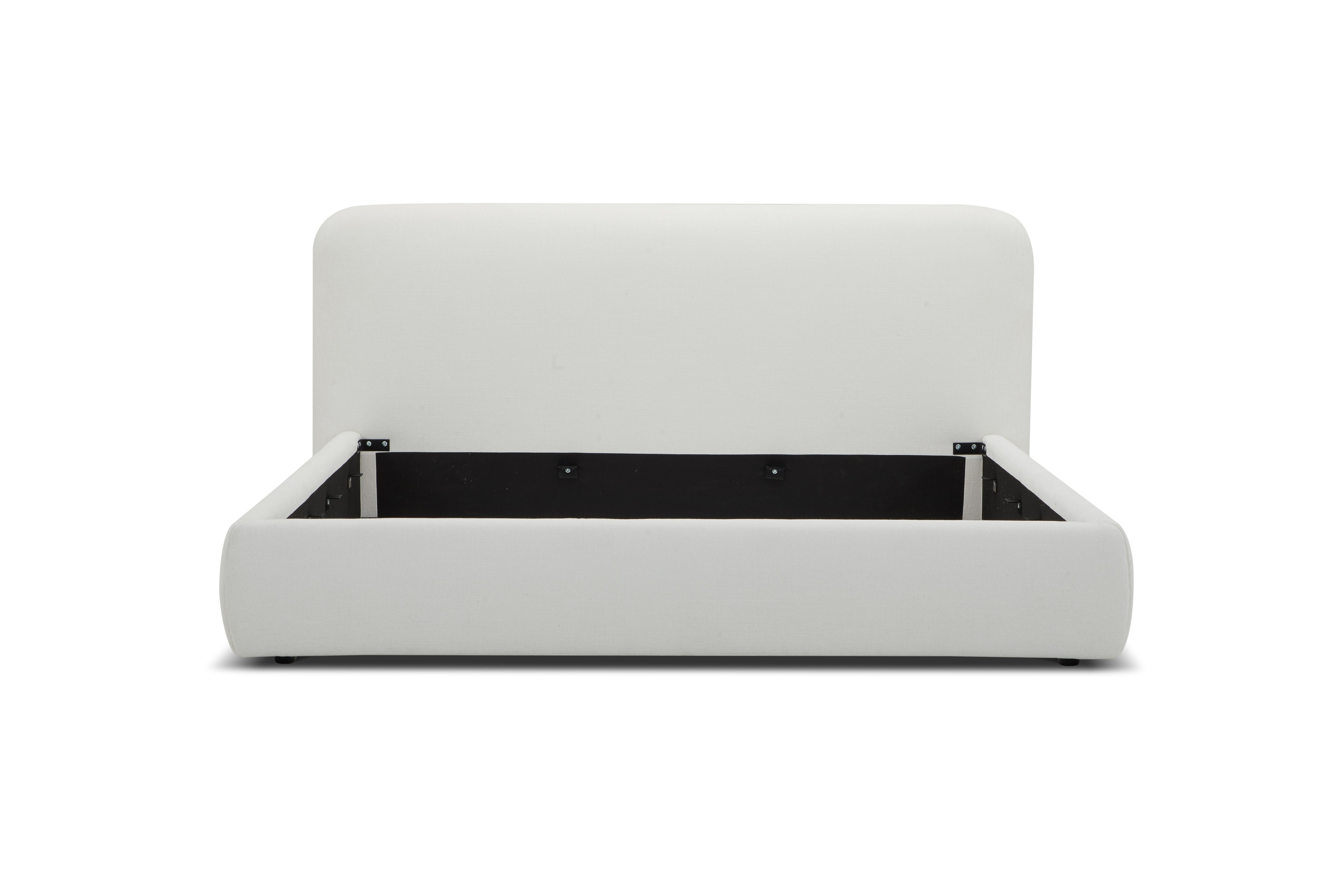 Eastern King Modrest Liam - Modern Ivory Fabric Upholstered Bed