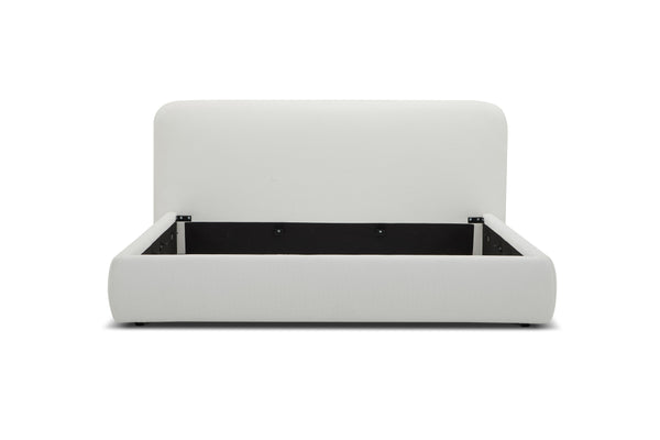 Eastern King Modrest Liam - Modern Ivory Fabric Upholstered Bed