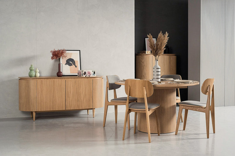 Modrest Miami - Modern Natural Oak Round Dining Table With Extension