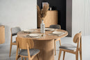 Modrest Miami - Modern Natural Oak Round Dining Table With Extension