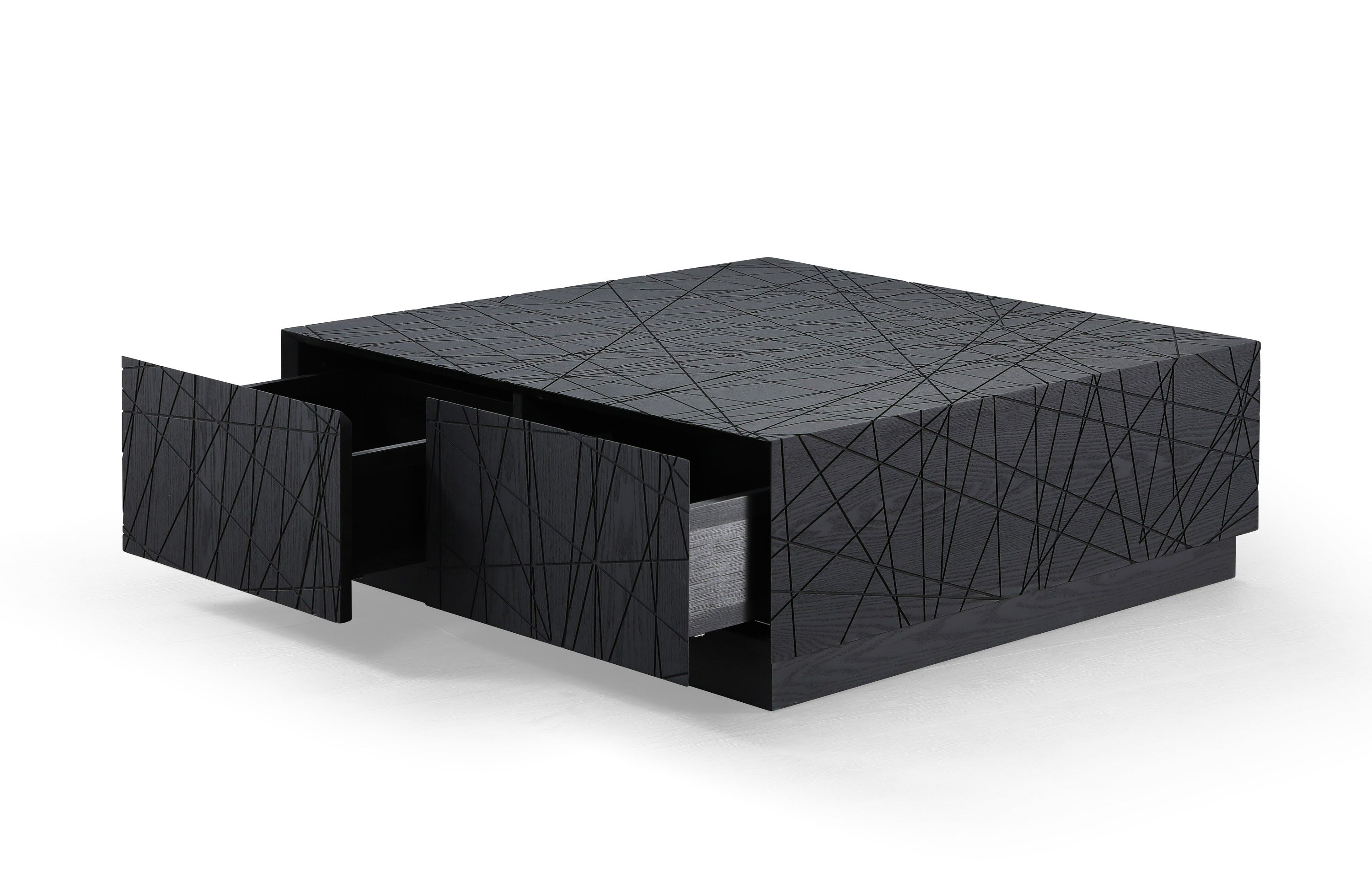 Modrest Kenda - Modern Black Oak Square Coffee Table With Storage
