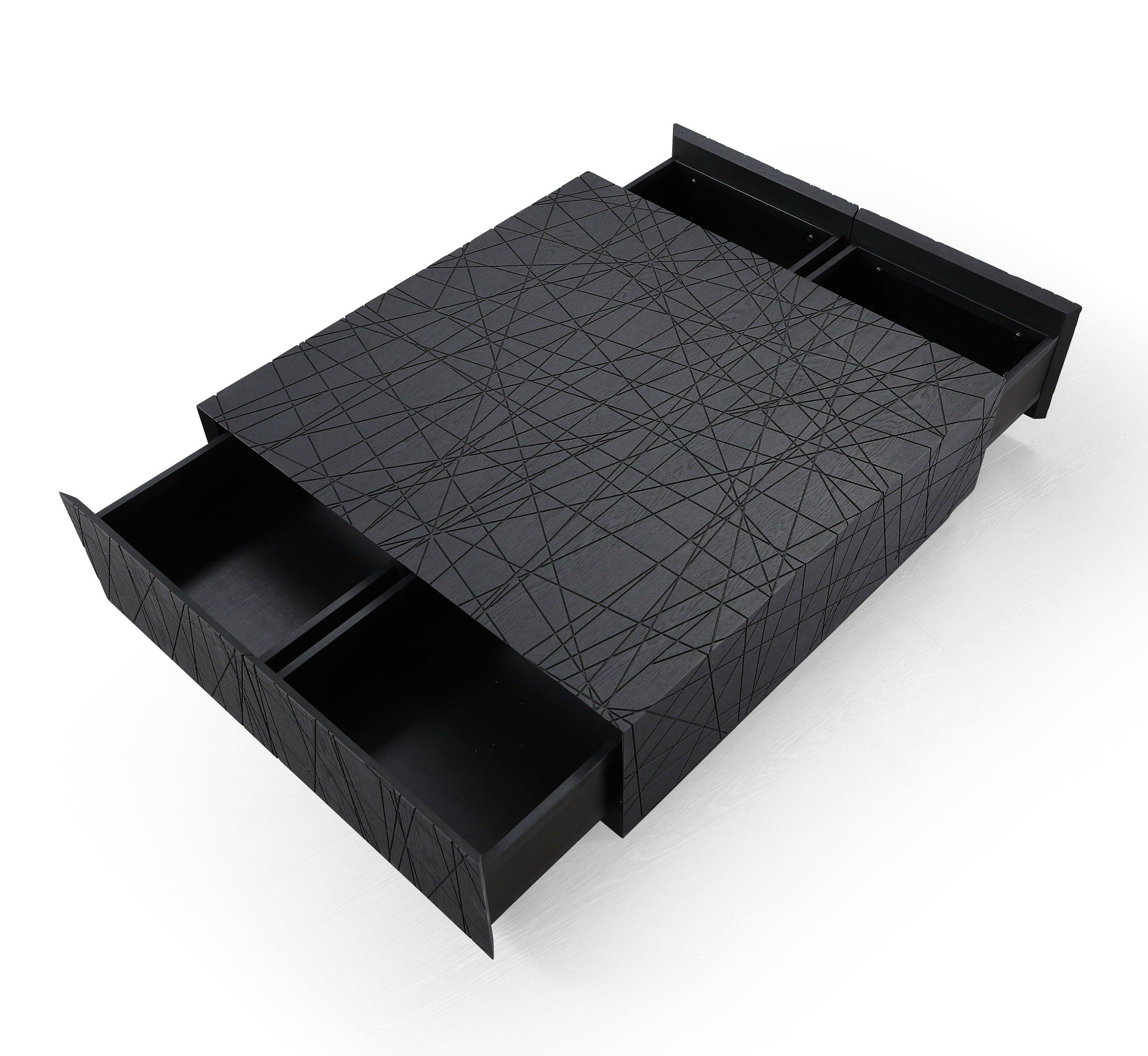 Modrest Kenda - Modern Black Oak Square Coffee Table With Storage