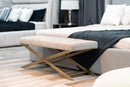 Modrest Xane - Contemporary Grey Fabric & Brushed Brass Bench