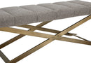 Modrest Xane - Contemporary Grey Fabric & Brushed Brass Bench