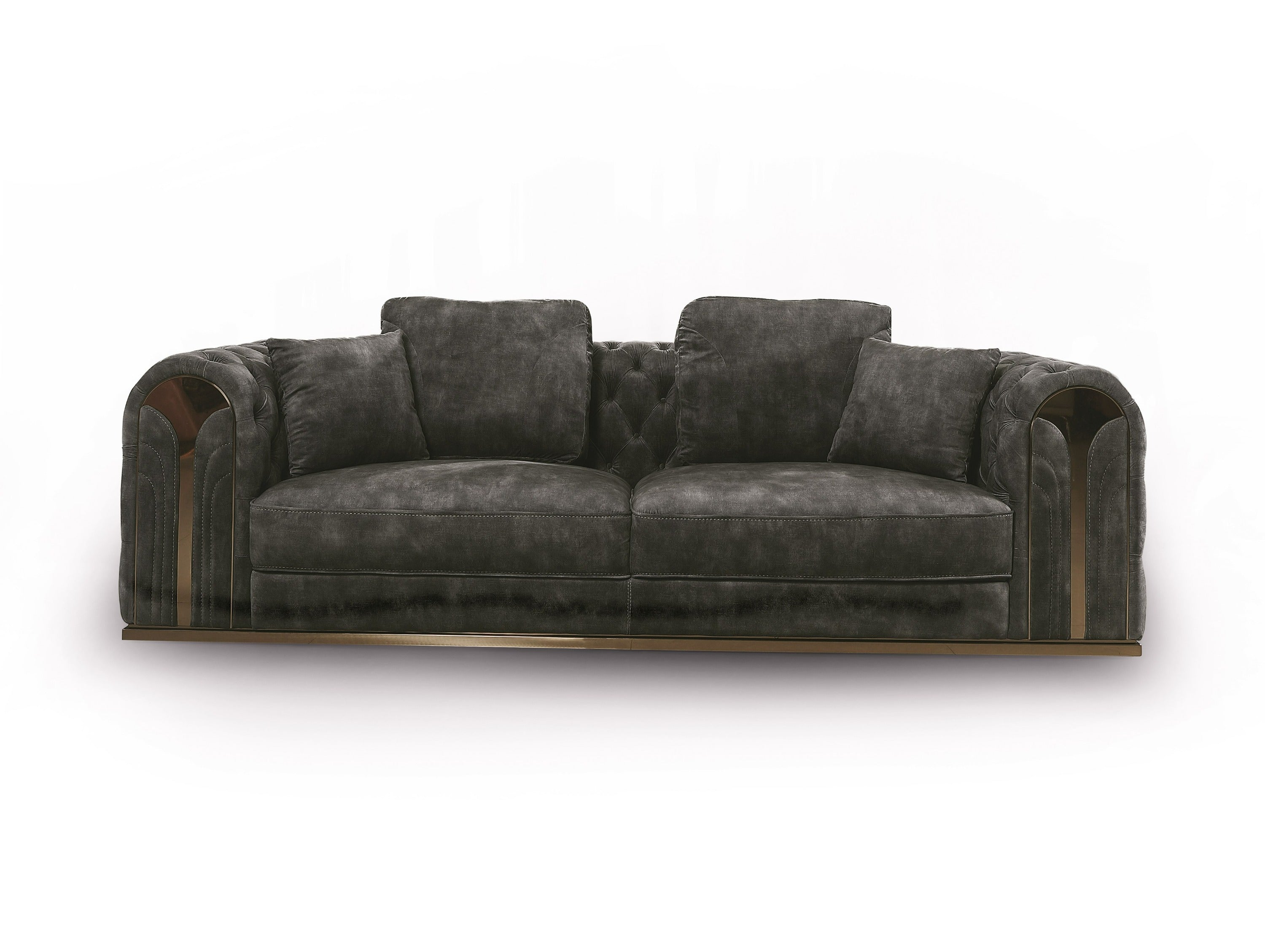 Divani Casa Dosie - Transitional Grey Velvet Sofa Set