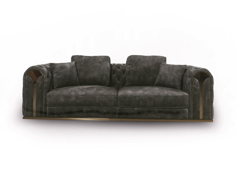 Divani Casa Dosie - Transitional Grey Velvet Sofa Set