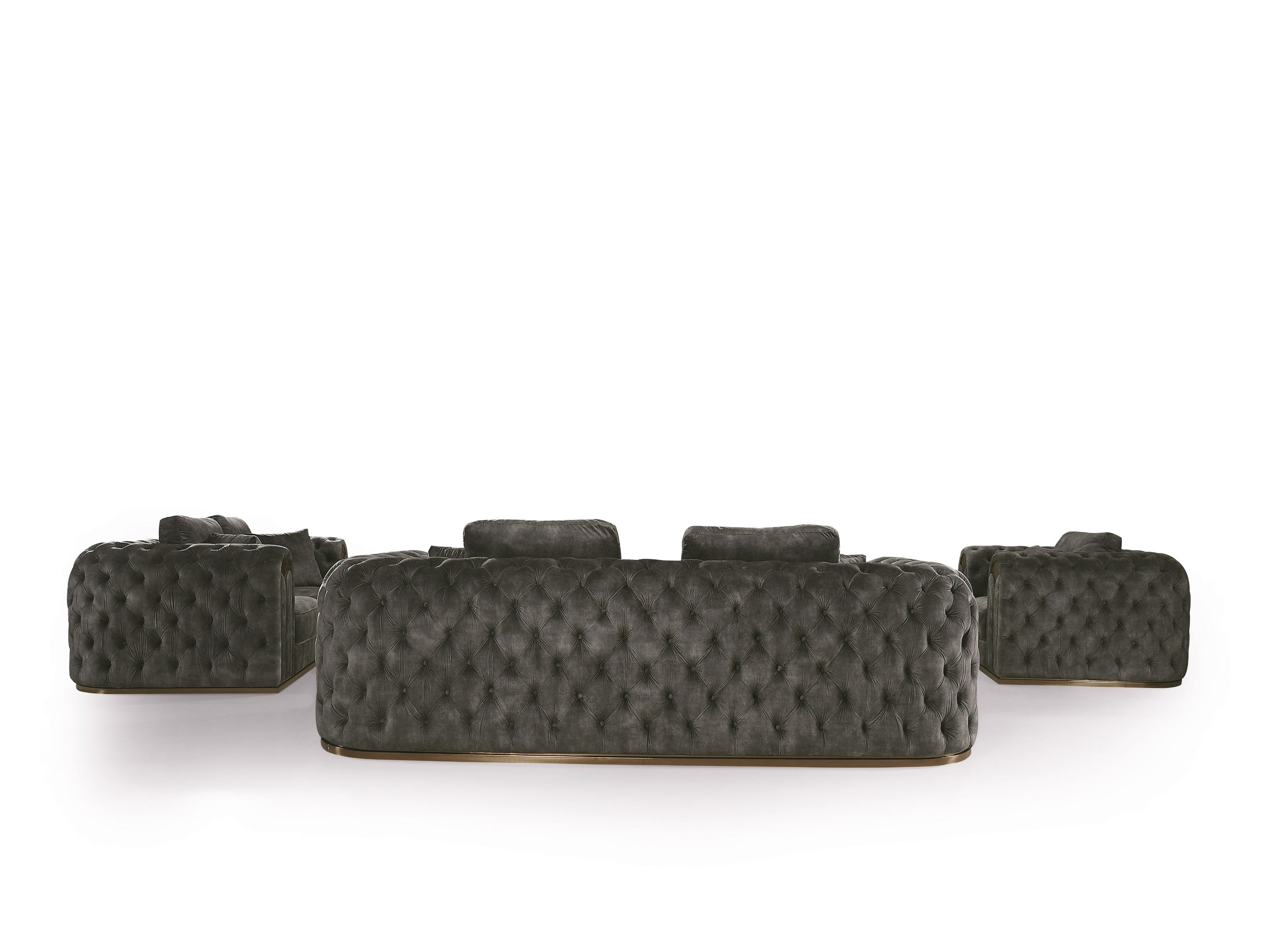 Divani Casa Dosie - Transitional Grey Velvet Sofa Set