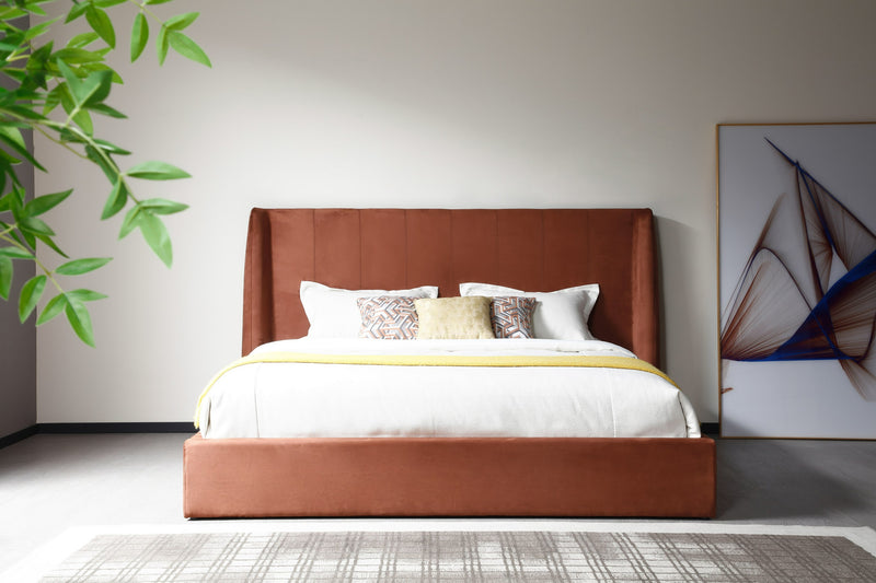 Modrest Roma - Modern Burnt Orange Microfiber Upholstered Bed