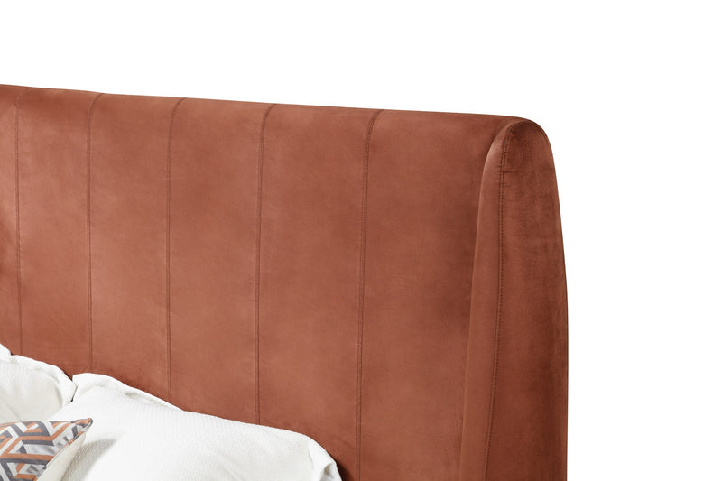 Modrest Roma - Modern Burnt Orange Microfiber Upholstered Bed