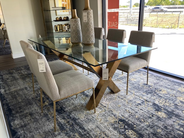 Modrest Beasley - Modern Beige Linen + Brass Dining Chair