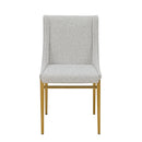 Modrest Mimi  - Modern Light Grey Fabric + Antique Brass Dining Chair (Set of 2)