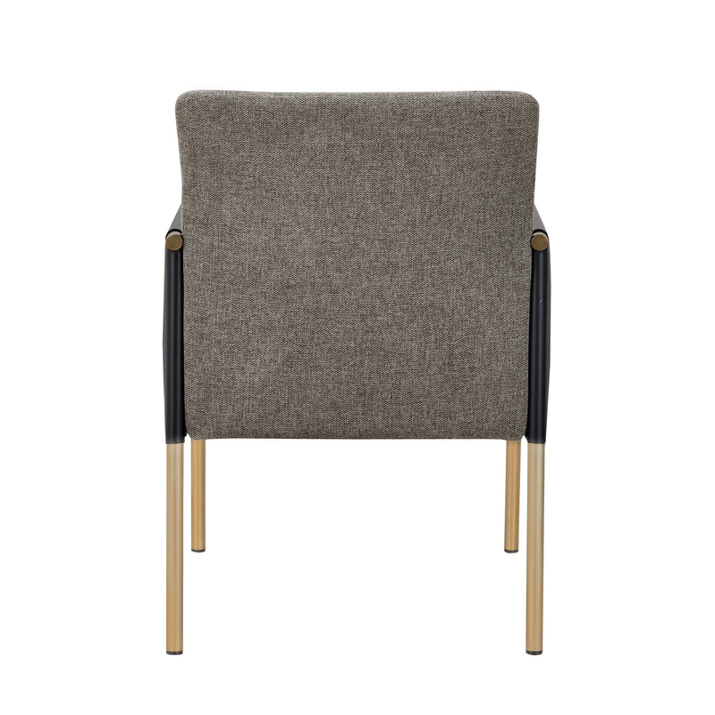 Modrest Engel - Modern Dark Grey Vegan Leather + Grey Fabric + Antique Brass Dining Chair