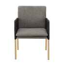 Modrest Engel - Modern Dark Grey Vegan Leather + Grey Fabric + Antique Brass Dining Chair